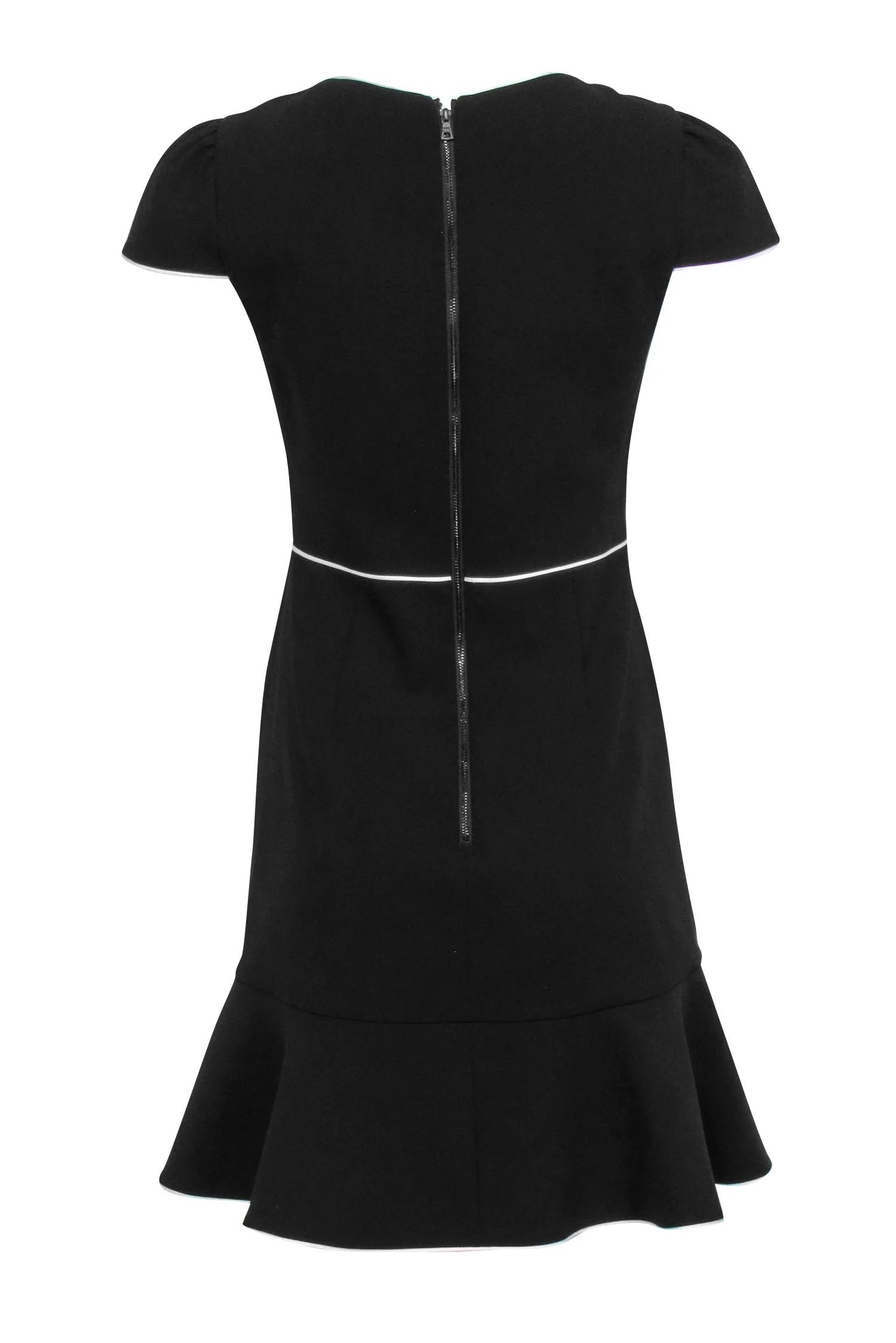 Alice & Olivia - Black "Kirby" Piped Ruffle Cap Sleeve Dress Sz 8
