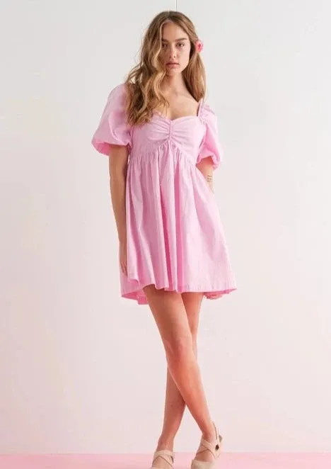 Alice Balloon Sleeve Mini Dress | Pink