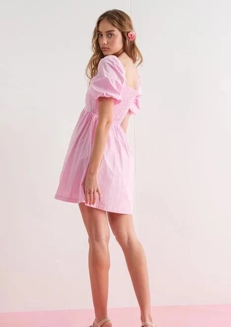 Alice Balloon Sleeve Mini Dress | Pink