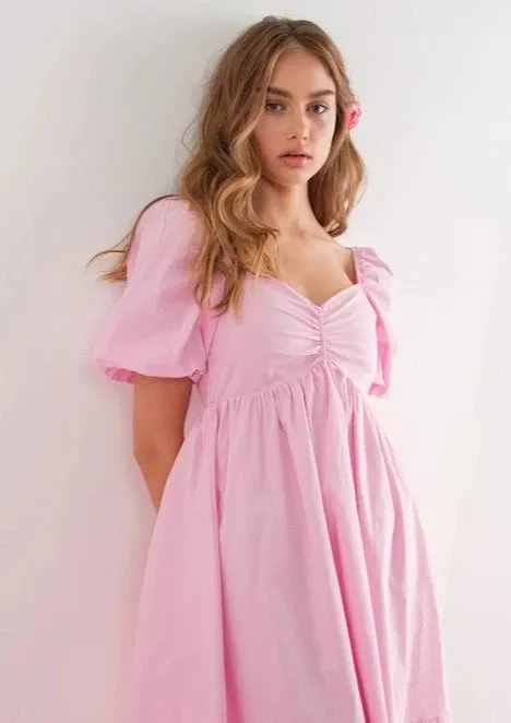 Alice Balloon Sleeve Mini Dress | Pink