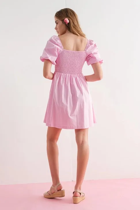 Alice Balloon Sleeve Mini Dress | Pink