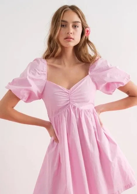 Alice Balloon Sleeve Mini Dress | Pink