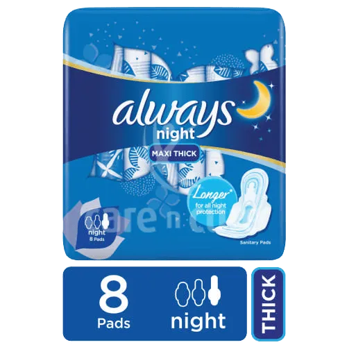 Always Night Maxi Thick 8 Pads With Wings