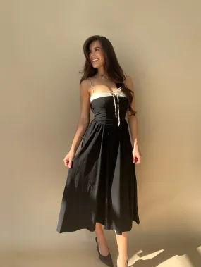 Black Corset Drop Waist Dress