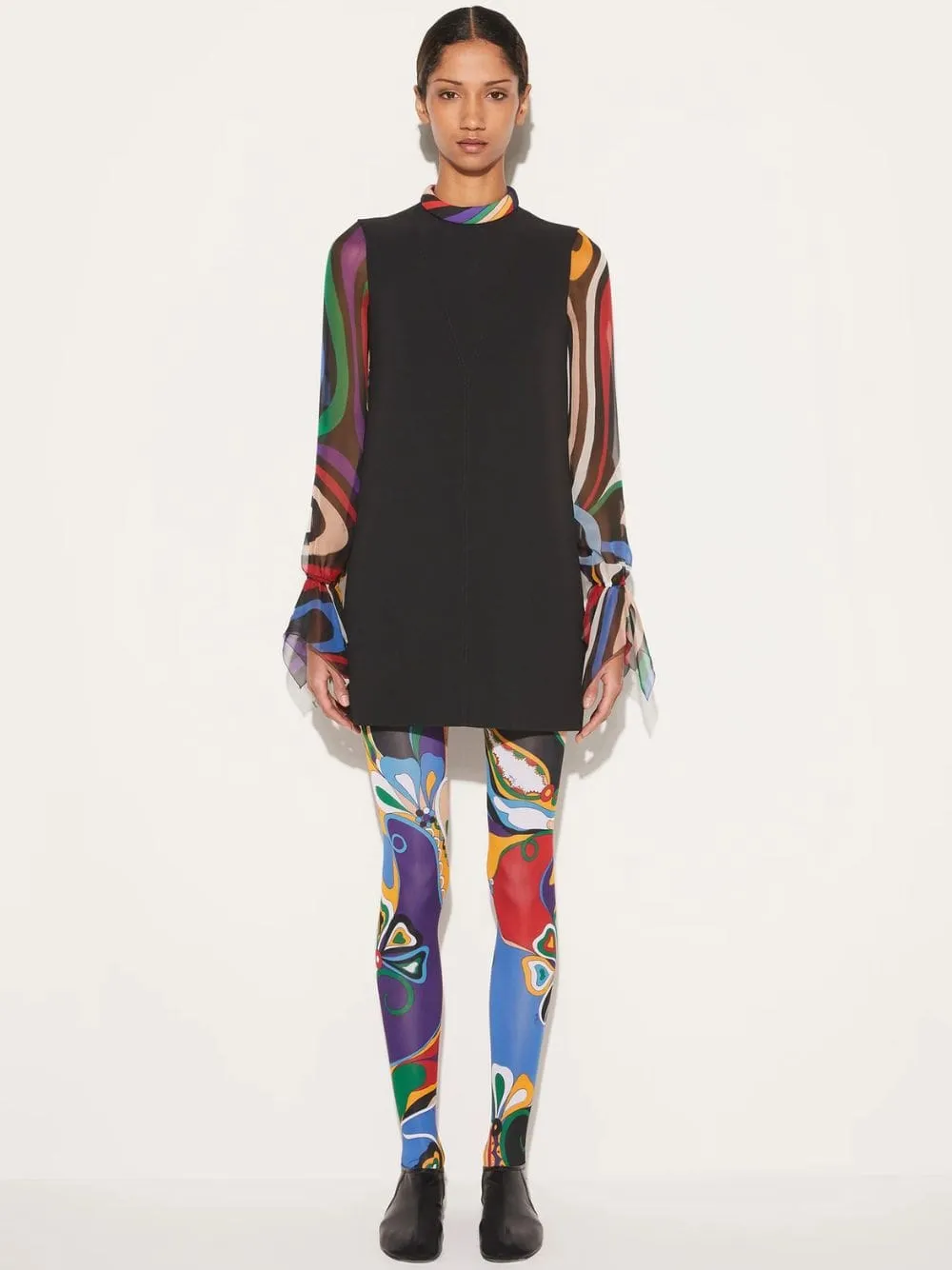 Black Marmo-Print Mini Dress