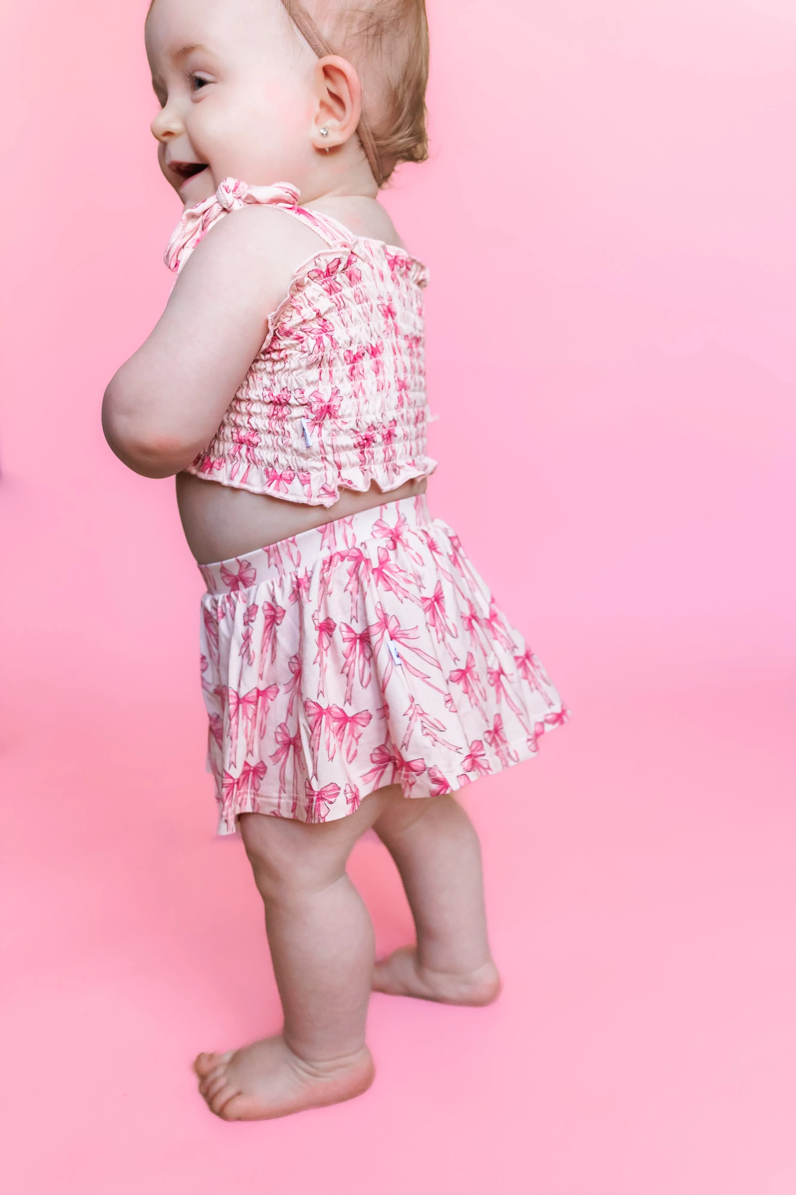 Bow Cute Dream Smocked Skirt Set