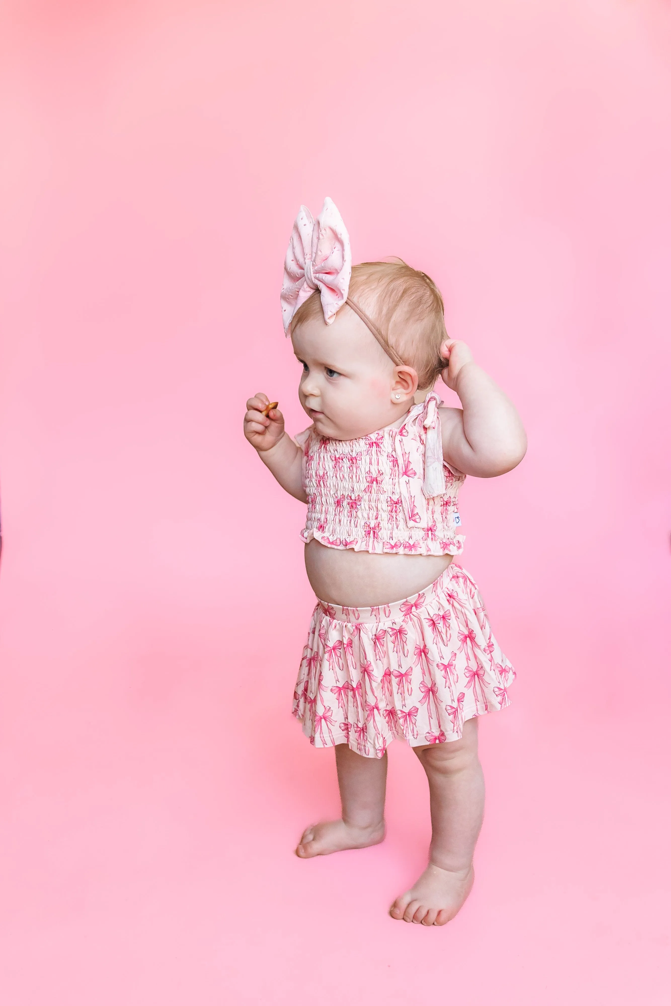 Bow Cute Dream Smocked Skirt Set