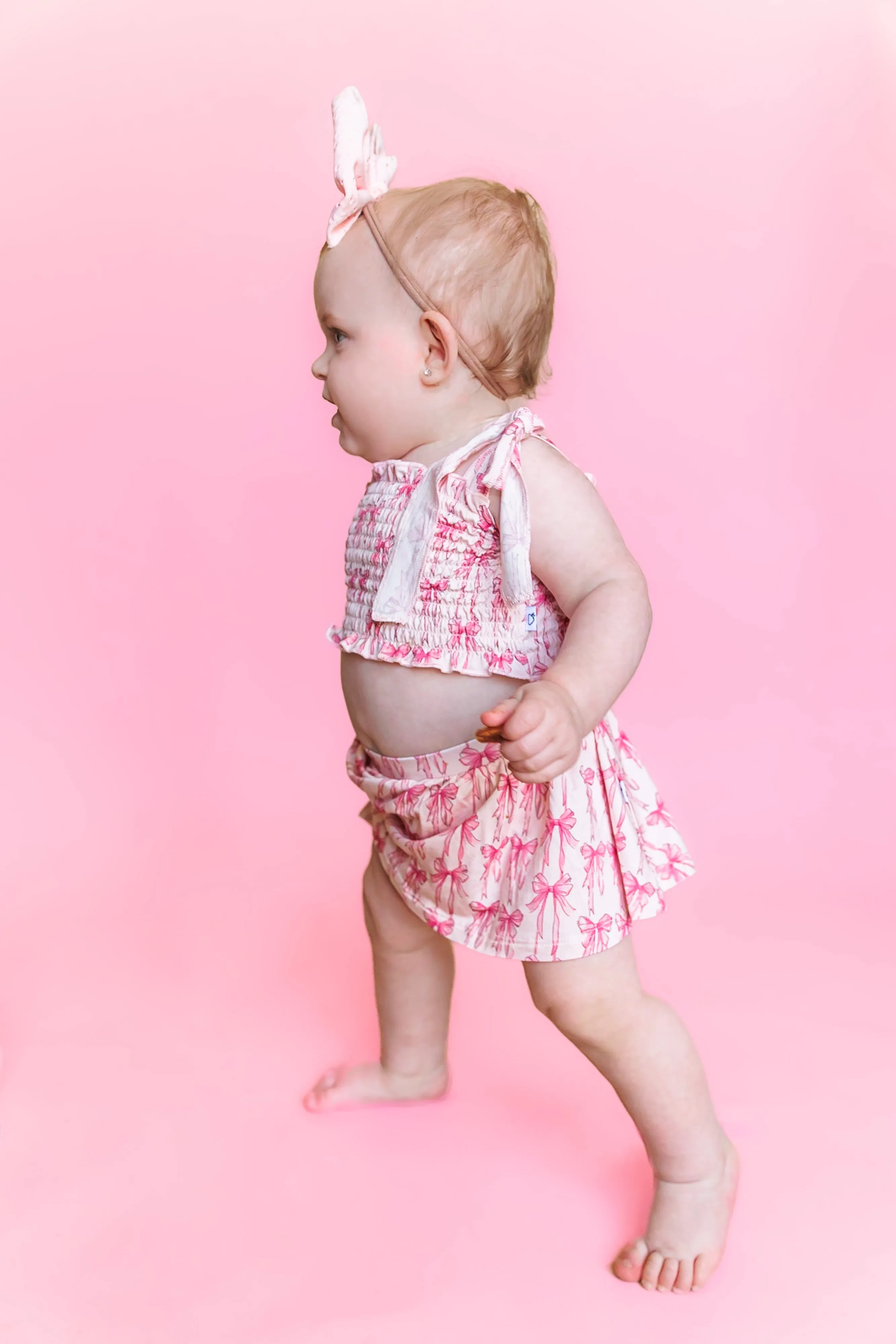 Bow Cute Dream Smocked Skirt Set