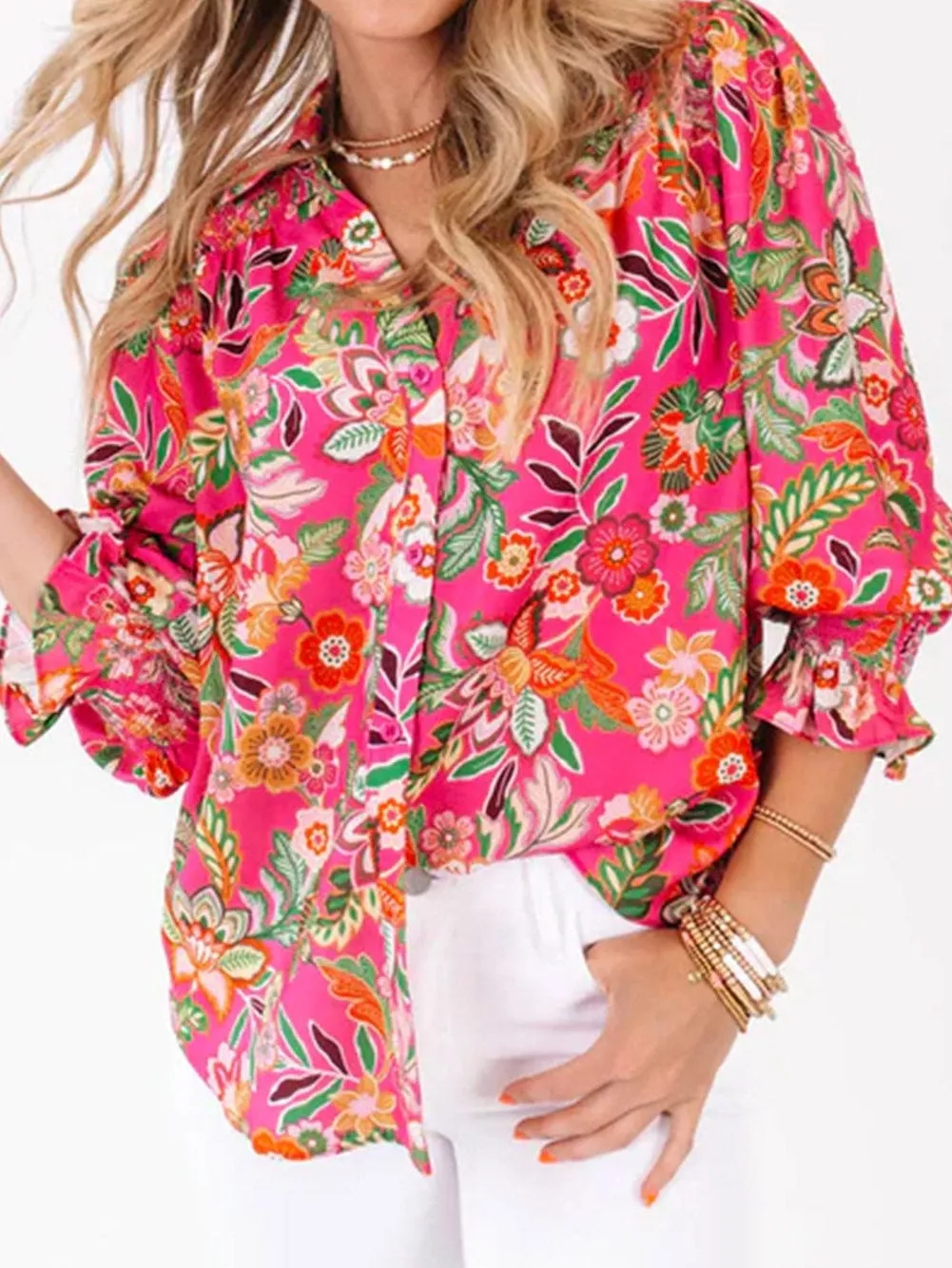 Casual Floral Button-Down Shirt