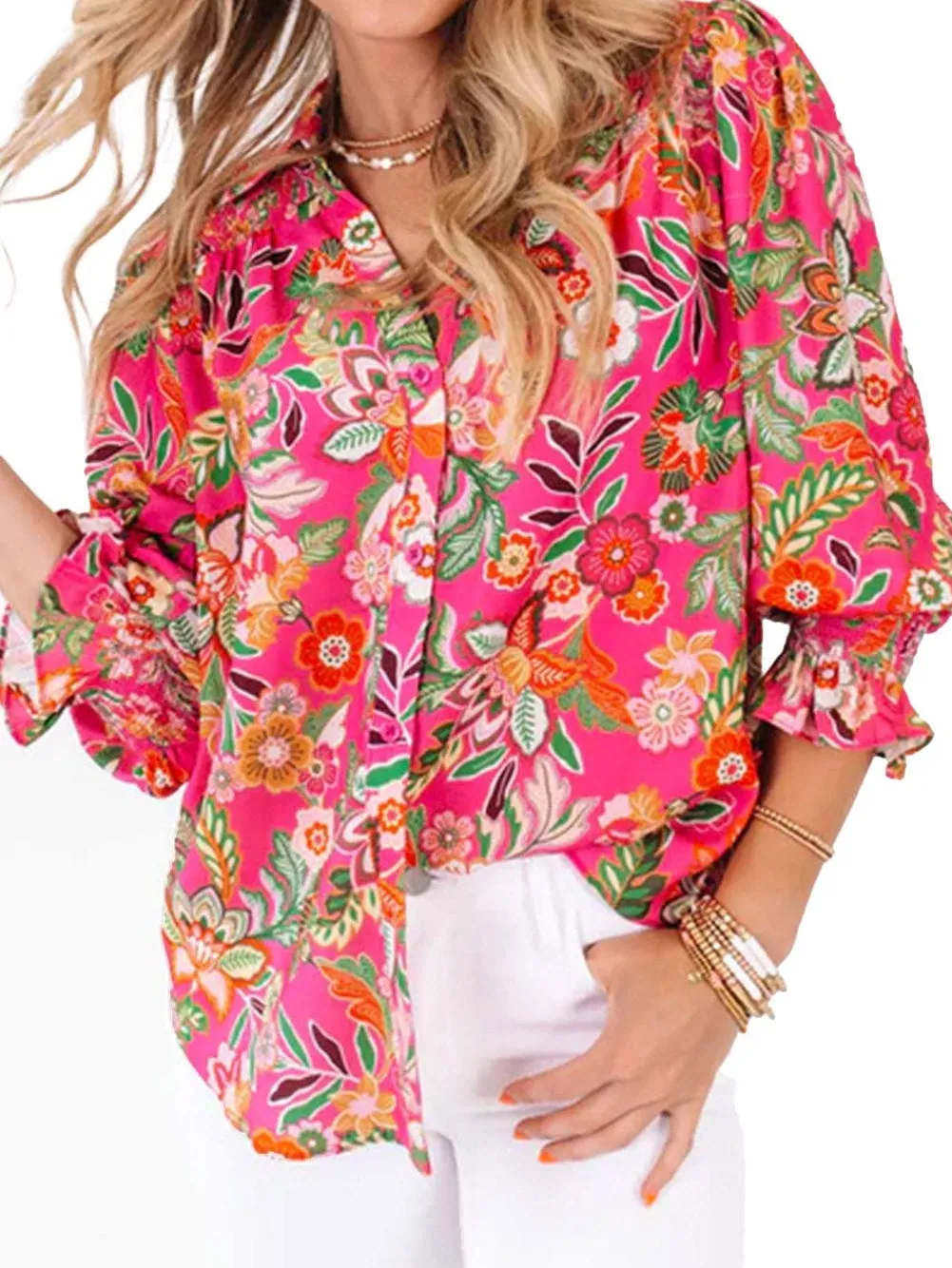 Casual Floral Button-Down Shirt