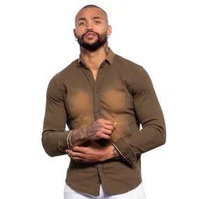 Denim Stretch Button Down Shirt - Craftsman Brown
