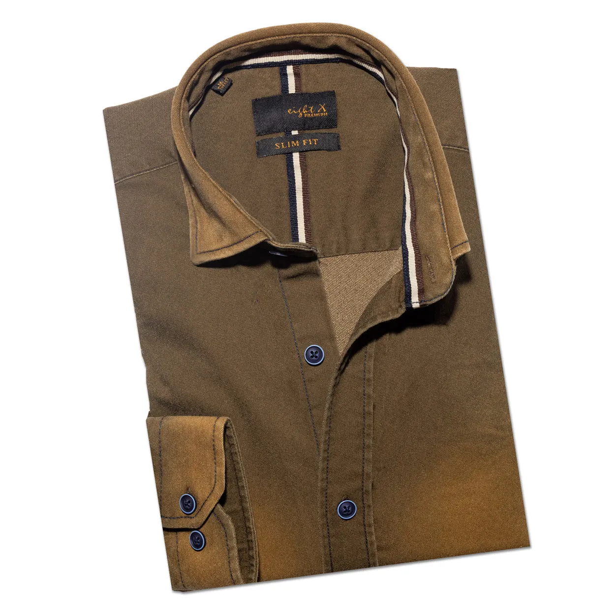 Denim Stretch Button Down Shirt - Craftsman Brown