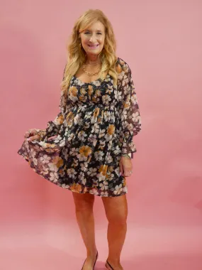 Floral Sweetheart Woven Mini Dress