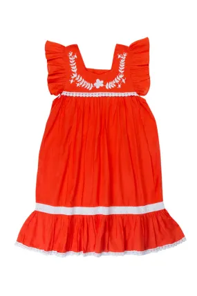 Iris Dress Paprika with Hand Stitch (Tween/Teen)