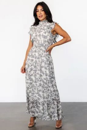 Kearny Ruffle Maxi Dress | Cream   Navy Floral