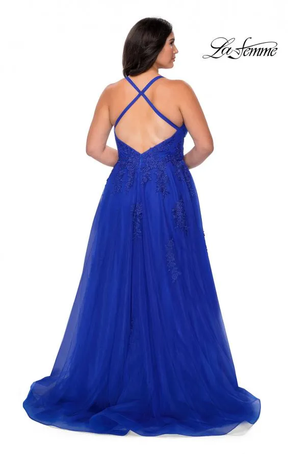 La Femme 29021 Floral Embroidered A-Line Gown
