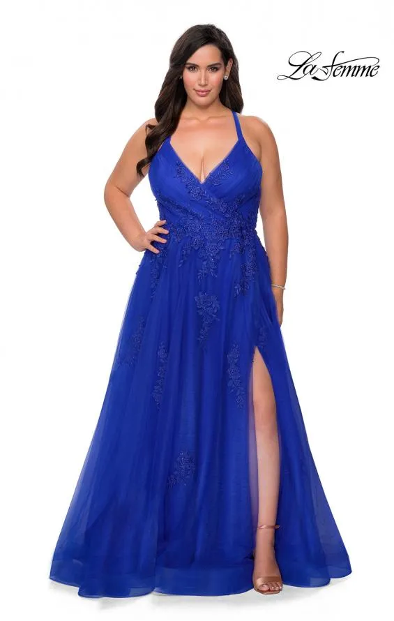 La Femme 29021 Floral Embroidered A-Line Gown