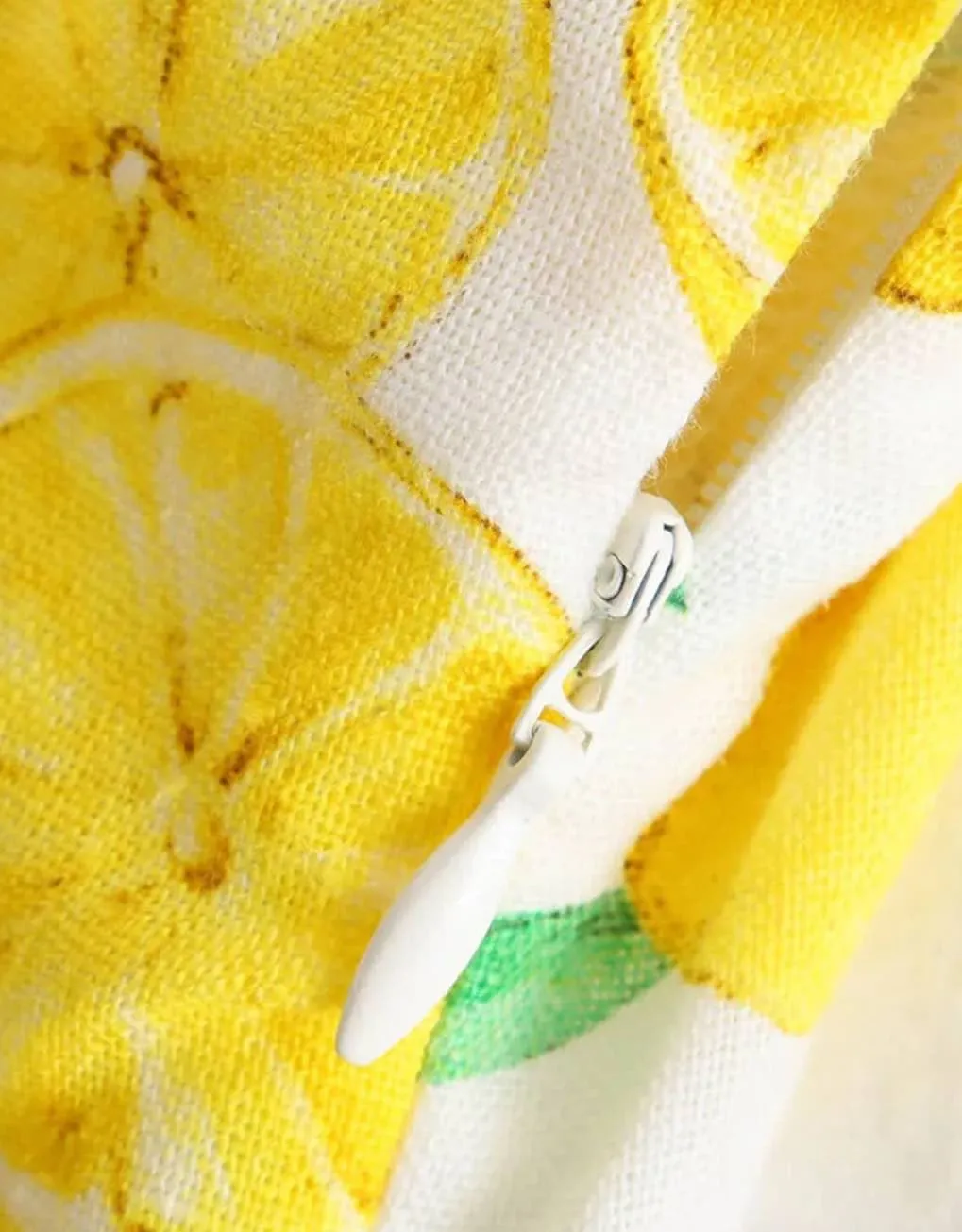 Lemon Print Yellow Mini Linen Dress