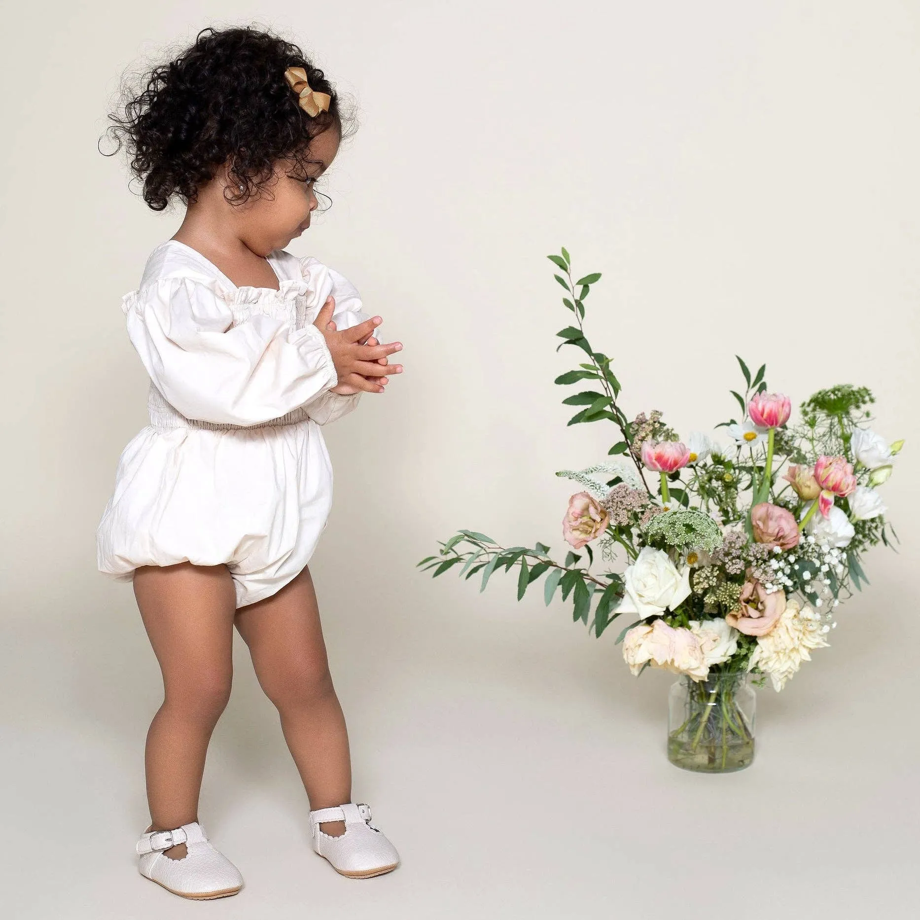 Lily Puff Sleeve Romper - Ecru