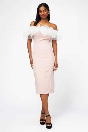 Lottie Tulle Trim Midi Dress