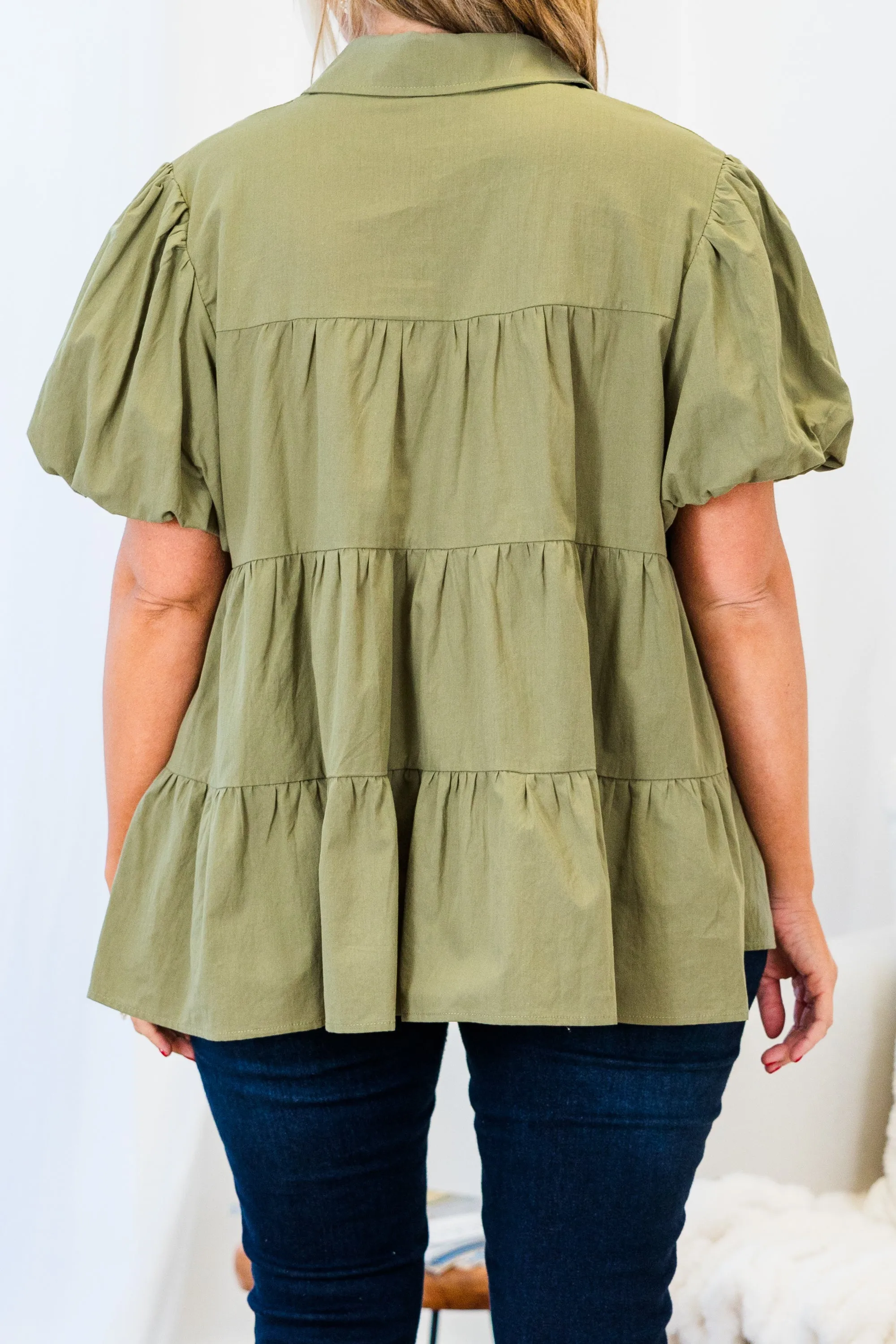 Magnolia Sweetheart Babydoll Top, Olive