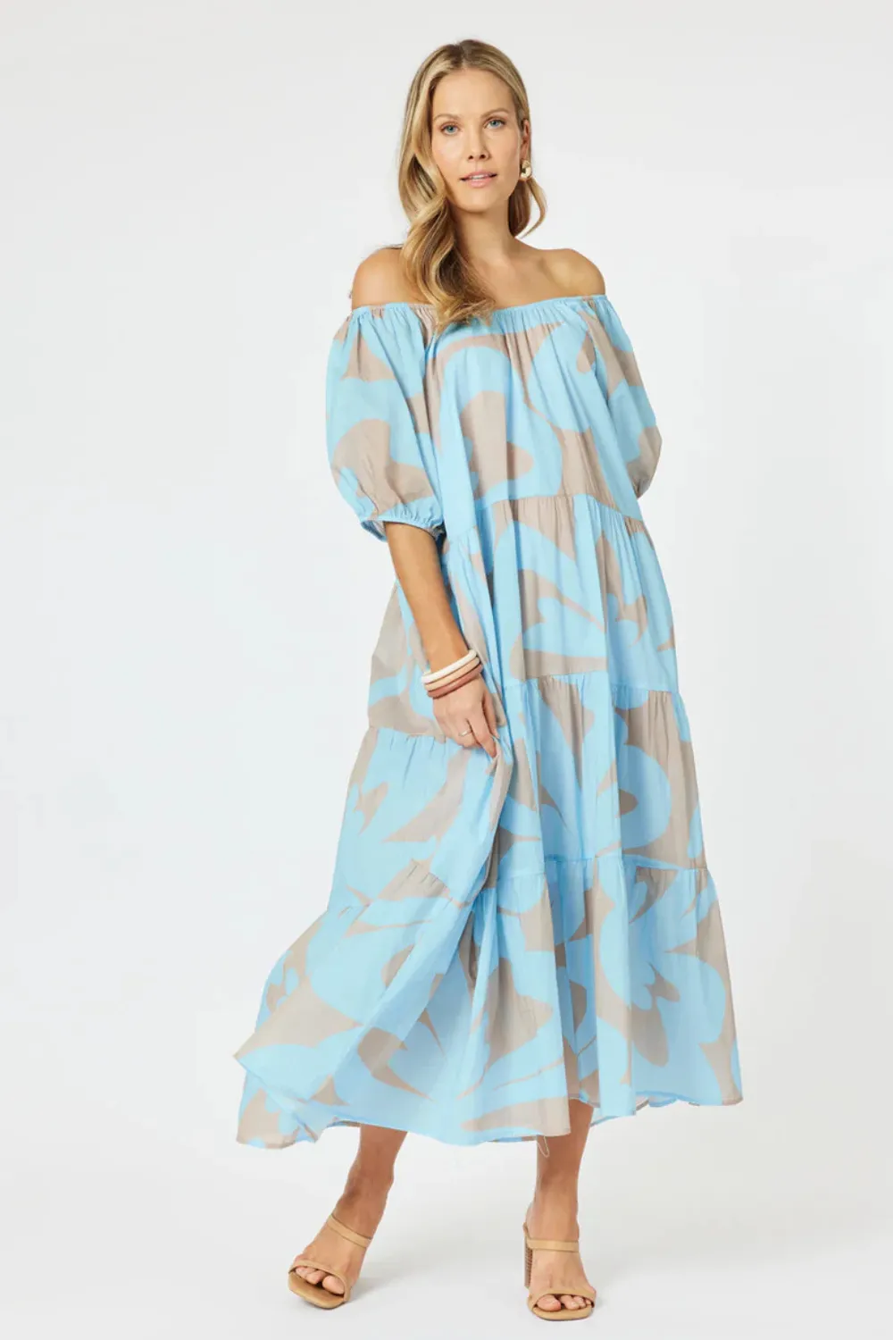 Malaba Off The Shoulder Dress - Blue