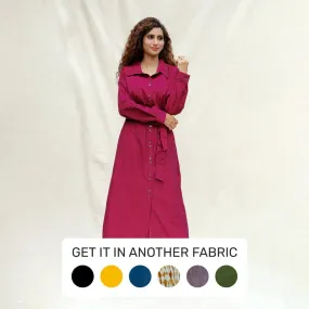 Mulberry Cotton Pleated Button-Down Maxi Dress