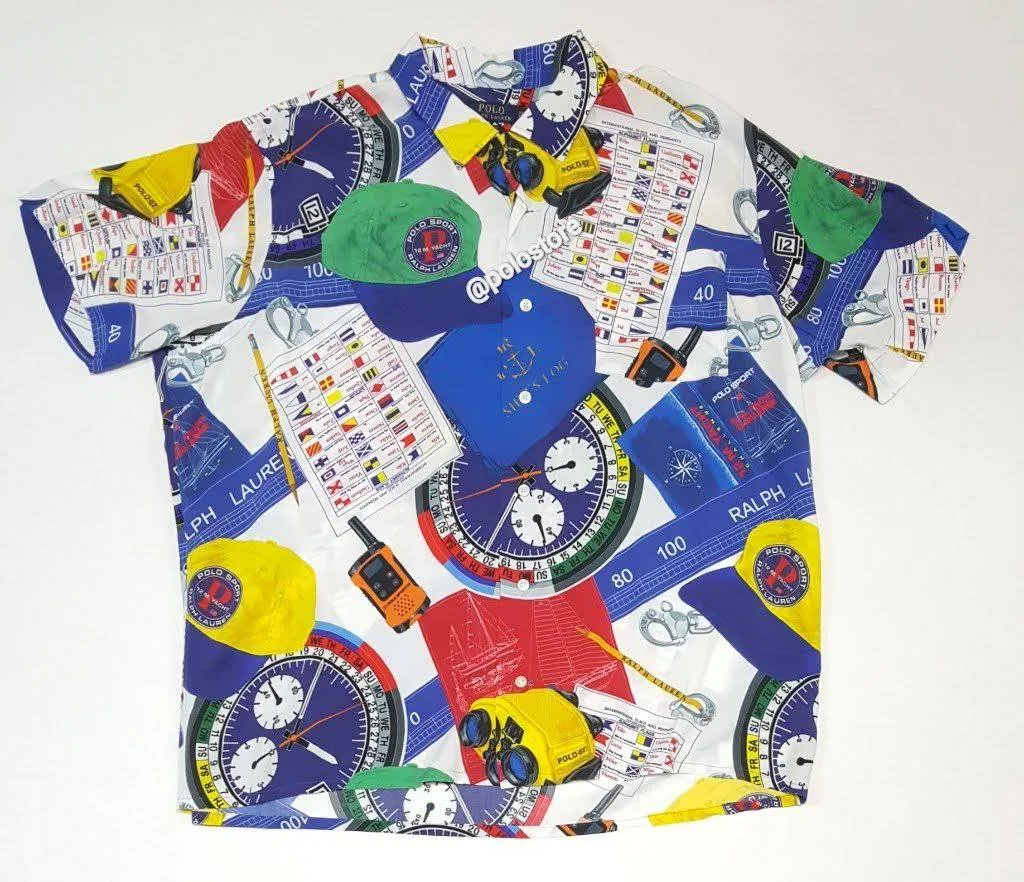 Nwt Polo Ralph Lauren Nautical Allover Print Classic Fit Button Up