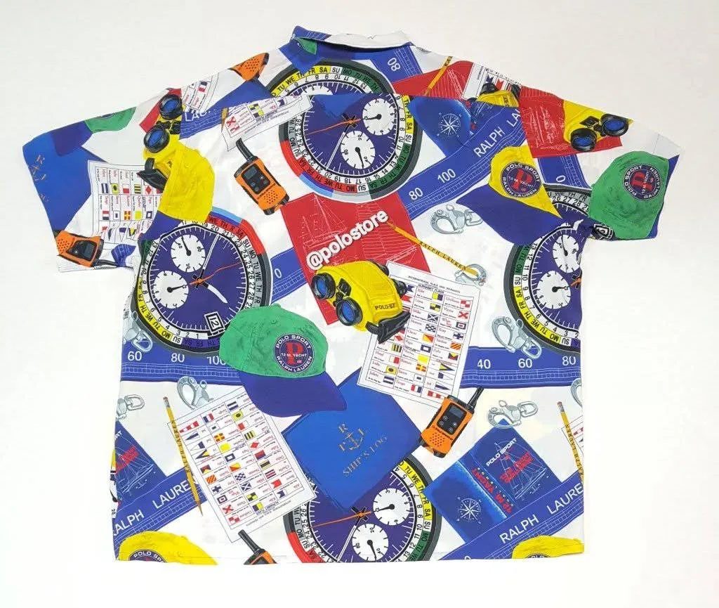 Nwt Polo Ralph Lauren Nautical Allover Print Classic Fit Button Up