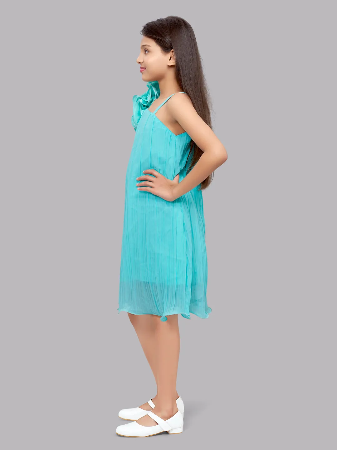 One Shoulder Aqua Aline Dress