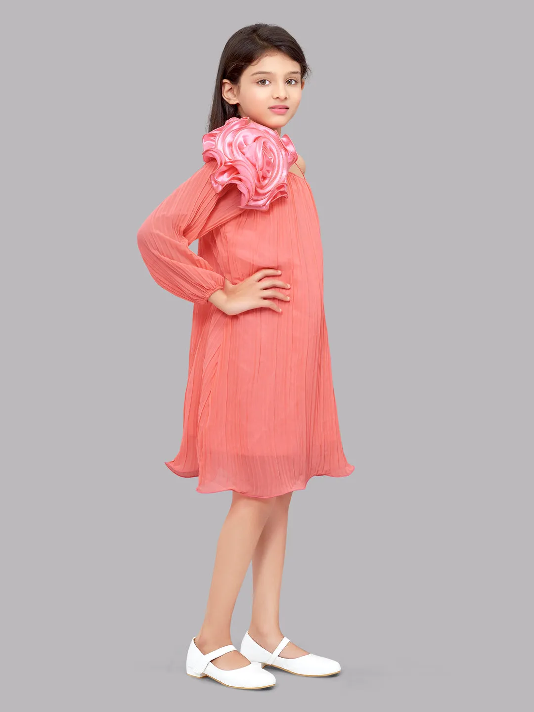 One Shoulder Coral Aline Dress