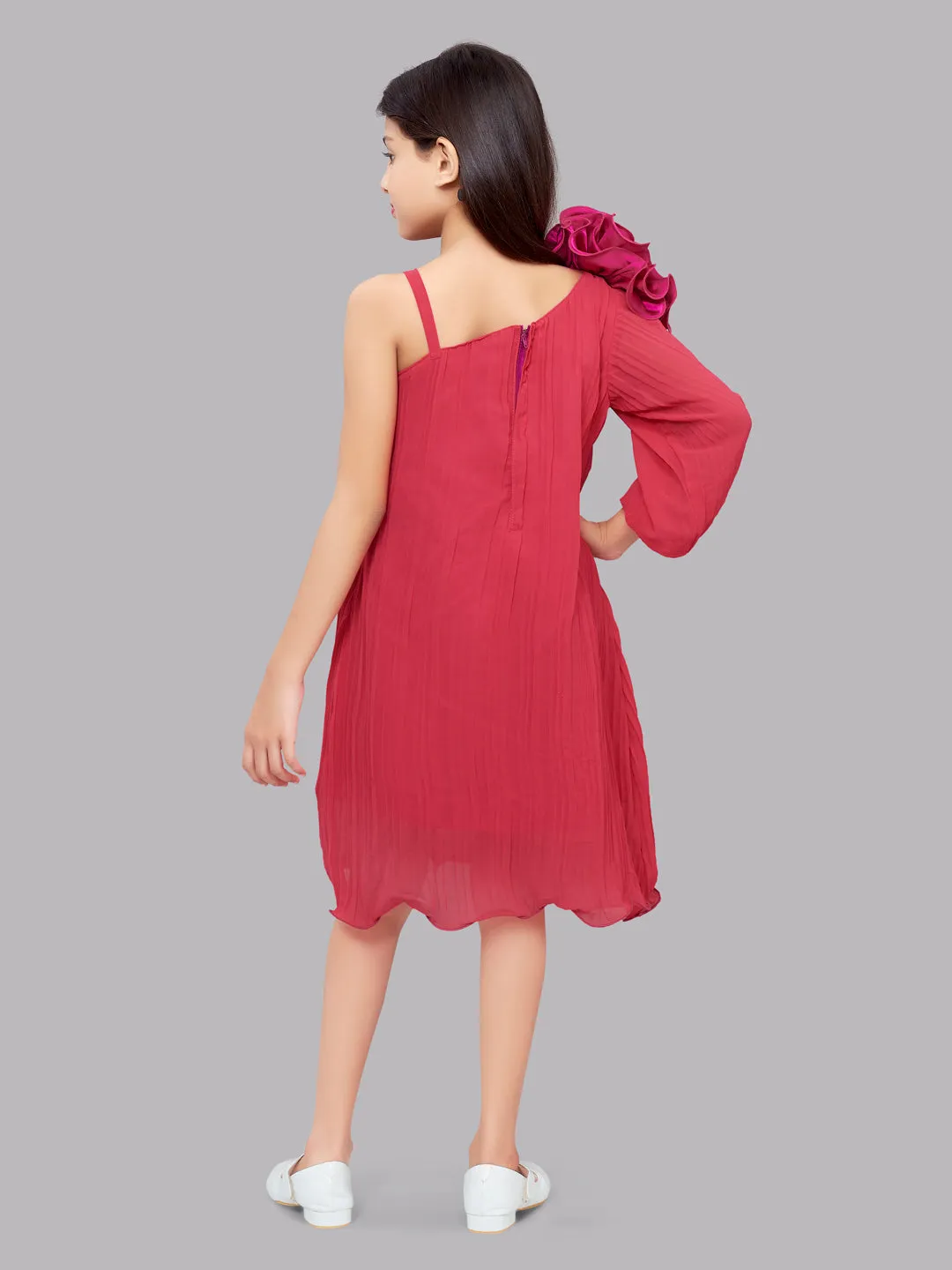 One Shoulder Fuscia Aline Dress