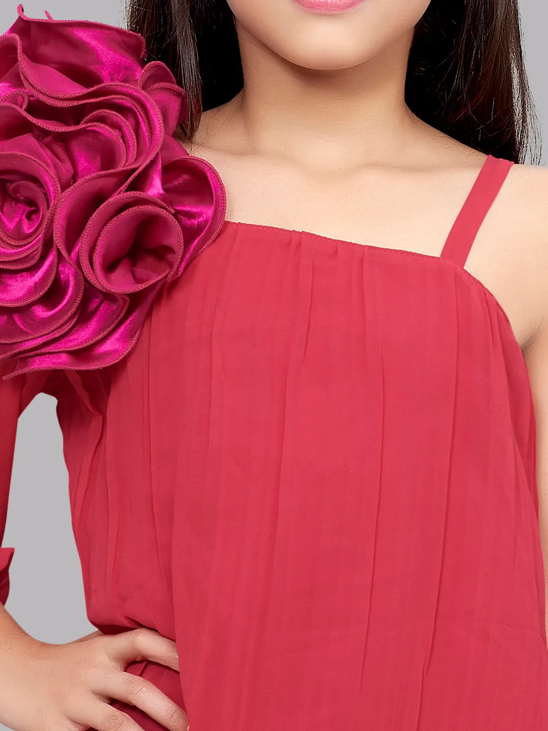 One Shoulder Fuscia Aline Dress