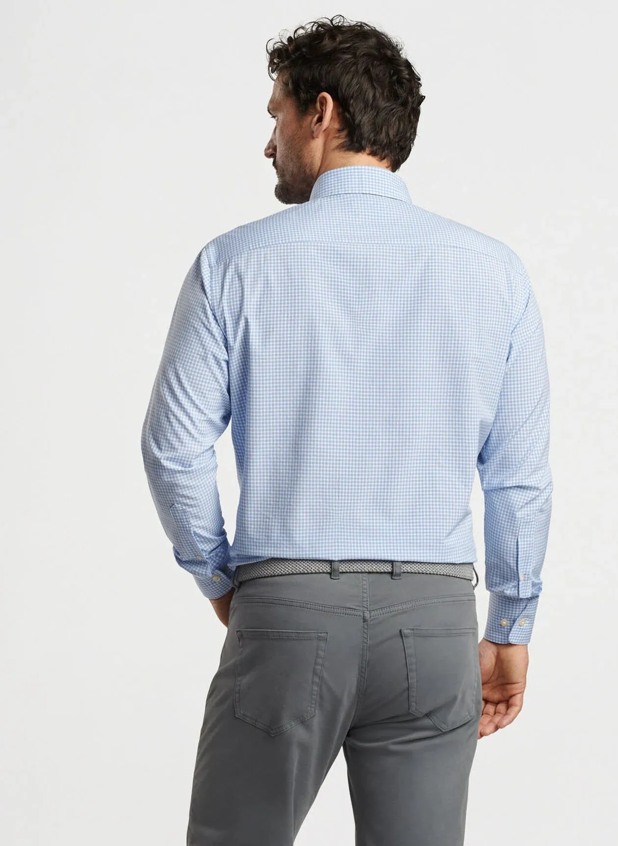 Peter Millar Cranbrook Performance Poplin Sport Shirt In Cottage Blue