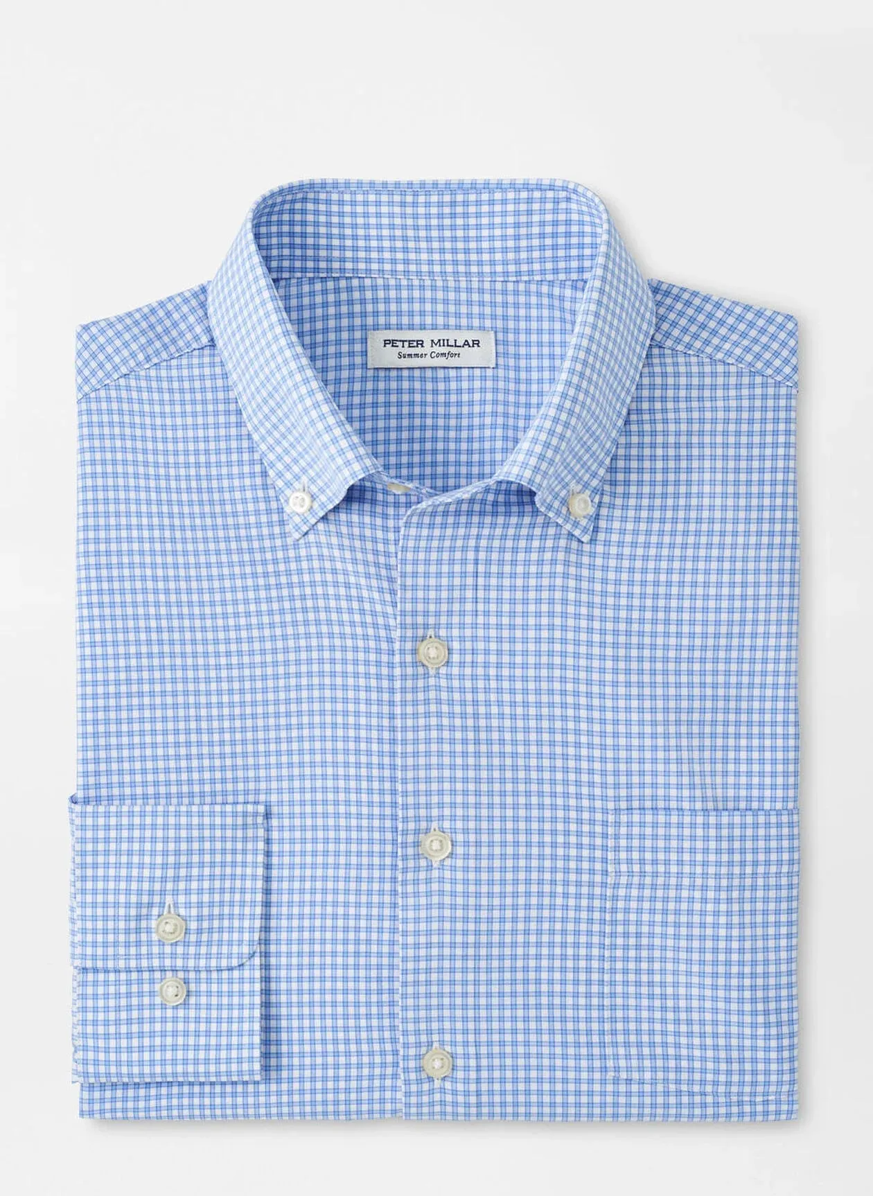 Peter Millar Cranbrook Performance Poplin Sport Shirt In Cottage Blue