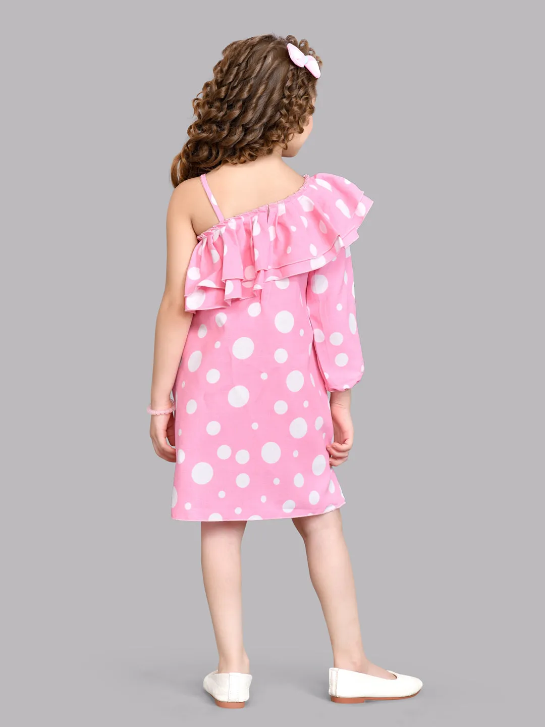 Pink & White Polkadot Aline Dress