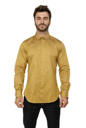Platini Mustard Monogram Digital Print Dress Shirt