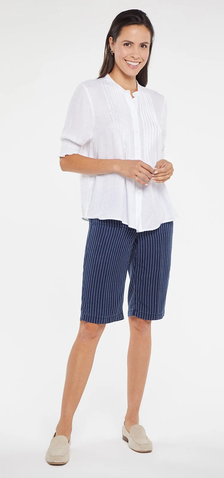 Pleated Short Sleeved Blouse White | Optic White