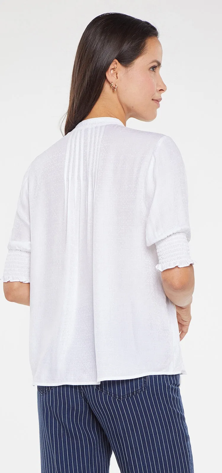 Pleated Short Sleeved Blouse White | Optic White