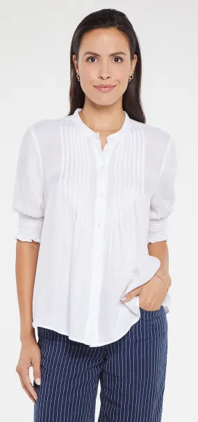 Pleated Short Sleeved Blouse White | Optic White