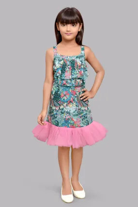 Printed Aline Dress - Teal