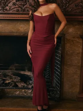 Purple  Strapless Bodice and High Waist Skirt with Tie Set