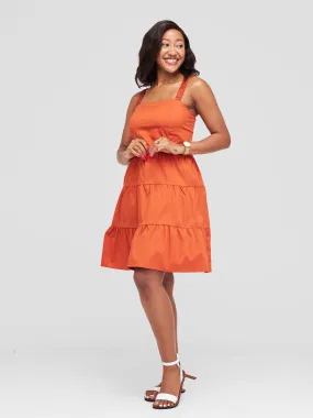 Safari Anga Strappy Tiered Mini Dress - Rust
