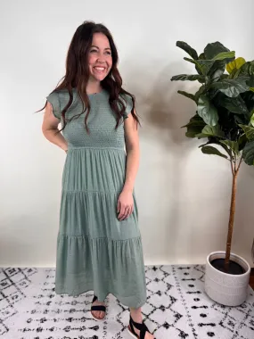 Sage Live In The Moment Smocked Tiered Dress