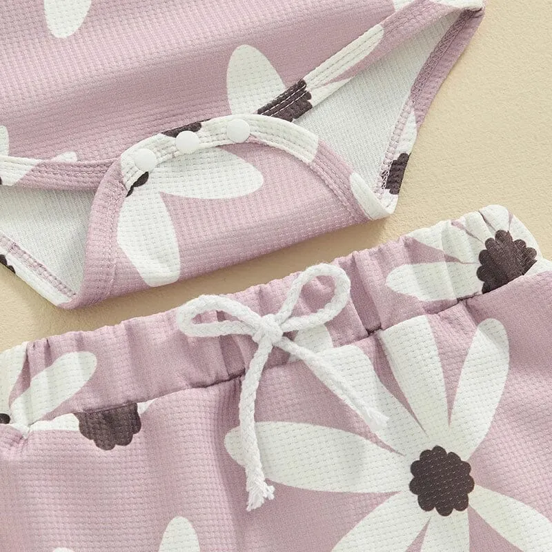 Sleeveless Lavender Floral Baby Set