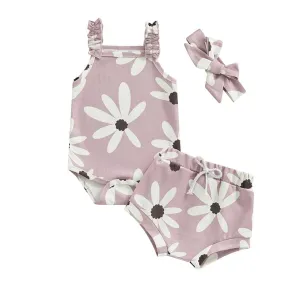 Sleeveless Lavender Floral Baby Set