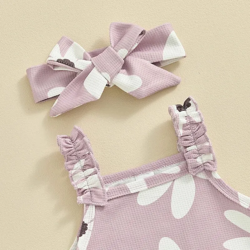 Sleeveless Lavender Floral Baby Set