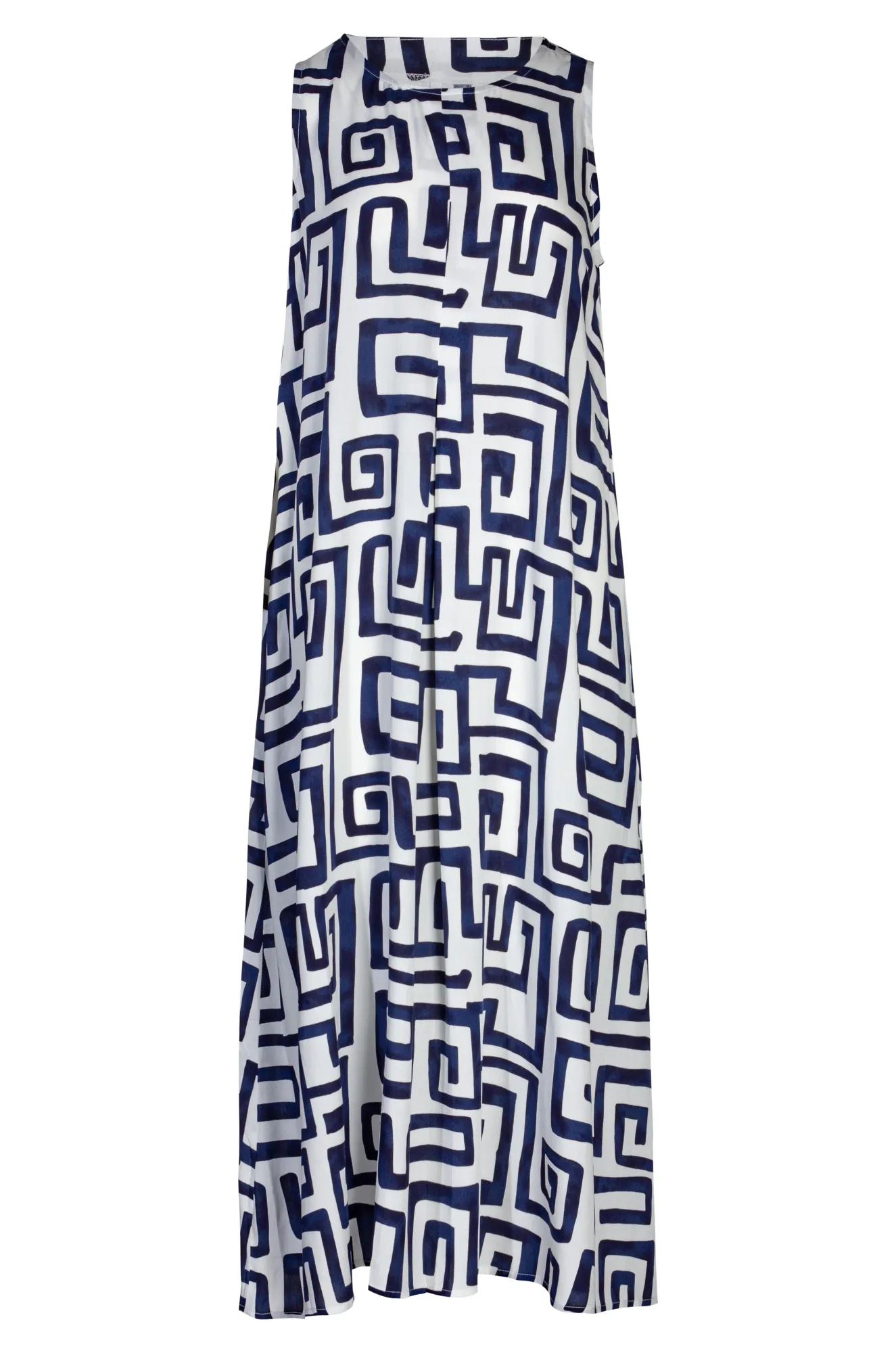 Sleeveless Maxi Dress | Navy White Geo | 3345A1
