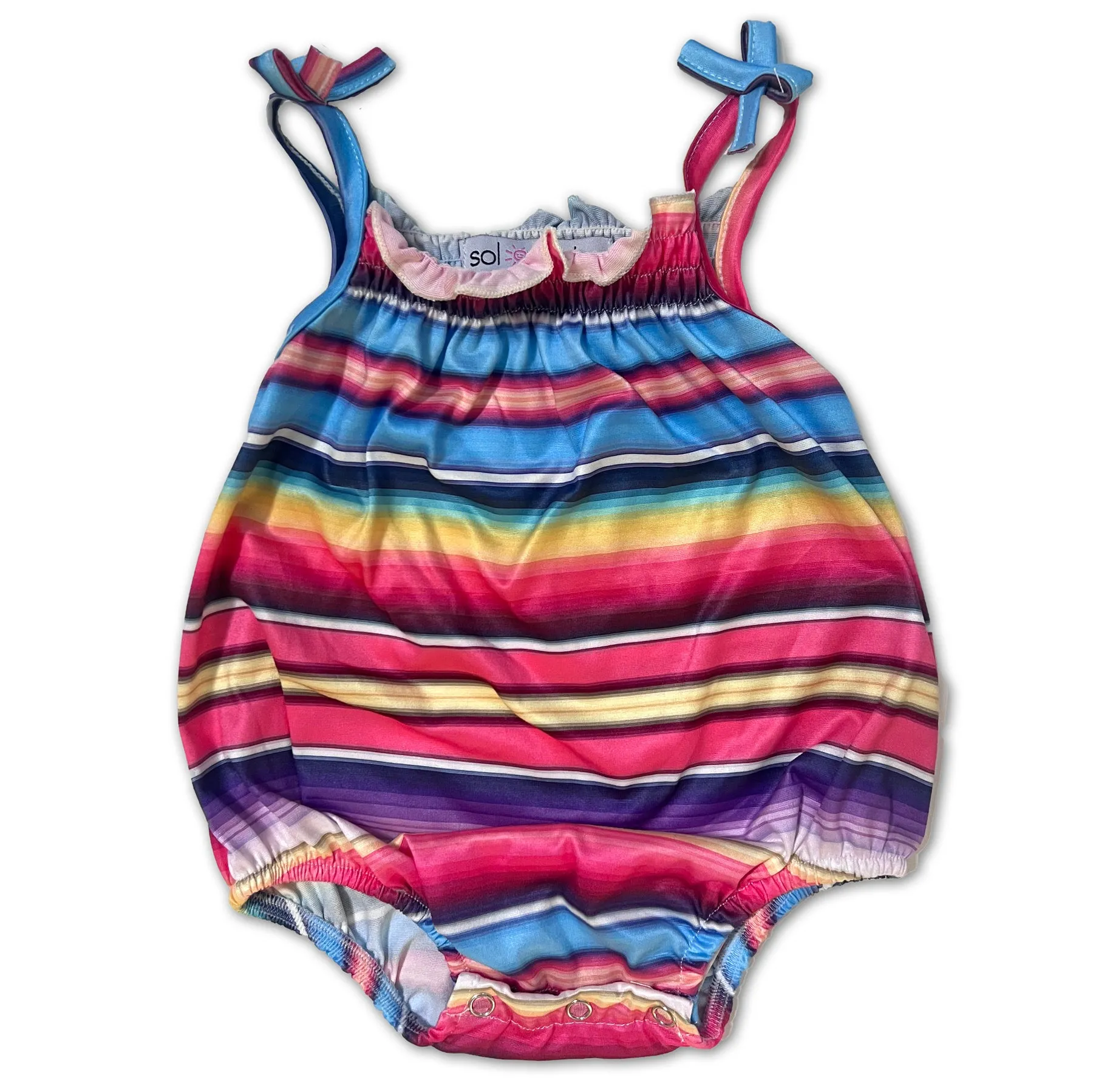 Sol Baby Serape Smocked Bubble Bodysuit