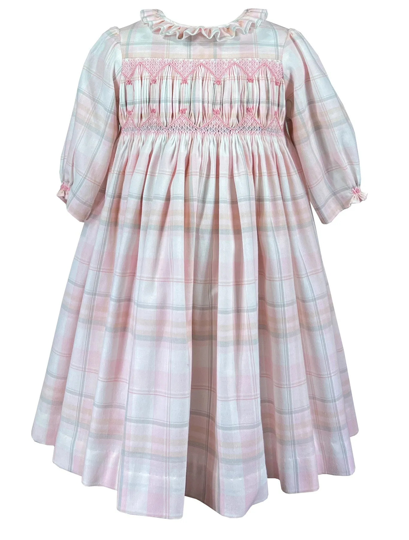 Tender Pink Plaid Sally Smocked Dress